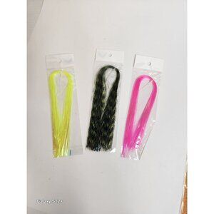Fishing Lure Flash Skirts 3-Pack Neon Yellow & Black Pink Holographic, Flashabou
